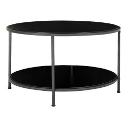 HOUSE NORDIC Vita sofabord, m. 1 hylde - sort melminfolie og sort st�l (�80) -  House Nordic