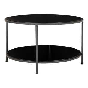 HOUSE NORDIC Vita sofabord, m. 1 hylde - sort melminfolie og sort st�l (�80) -  House Nordic