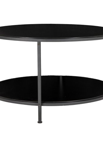 HOUSE NORDIC Vita sofabord, m. 1 hylle - svart melaminfolie og svart stl (80)