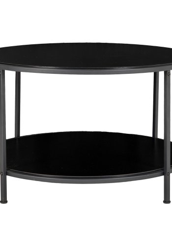 HOUSE NORDIC Vita sofabord, m. 1 hylle - svart melaminfolie og svart stl (80)