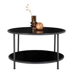 HOUSE NORDIC Vita sofabord, m. 1 hylde - sort melminfolie og sort st�l (�80) -  House Nordic
