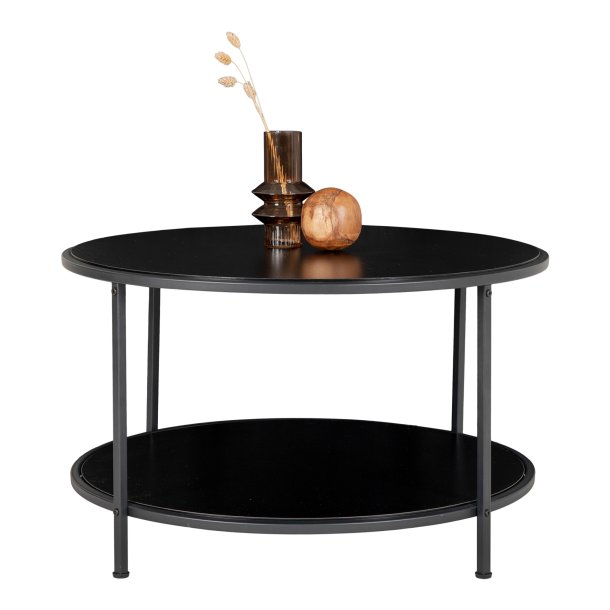 HOUSE NORDIC Vita sofabord, m. 1 hylde - sort melminfolie og sort st�l (�80) -  House Nordic