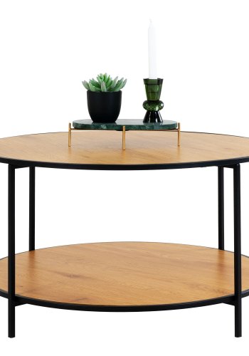 HOUSE NORDIC Vita salongbord - Salongbord, eikeutseende, svart ramme 80x45 cm