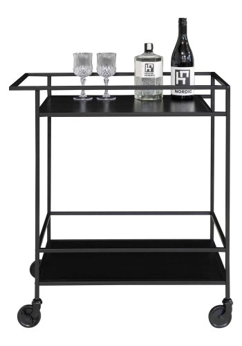 HOUSE NORDIC Vita barvogn, med hylle - sort melamin og sort stl (68x40)