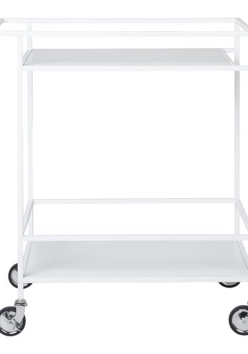 HOUSE NORDIC Vita barvogn, med 2 hyller og hjul - hvit melaminfolie og hvitt stl (68x40)