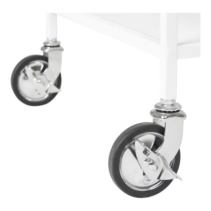 HOUSE NORDIC Vita barvogn, med 2 hyller og hjul - hvit melaminfolie og hvitt stl (68x40)