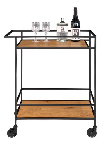 HOUSE NORDIC Vita barvogn, med hylle - naturlig melamin og sort stl (68x40)