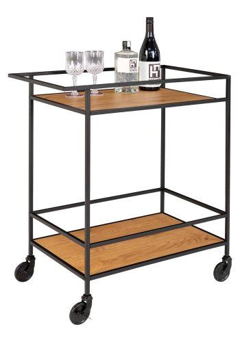 HOUSE NORDIC Vita barvogn, med hylle - naturlig melamin og sort stl (68x40)