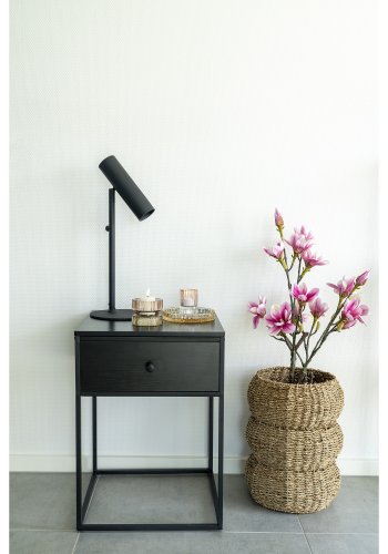 HOUSE NORDIC Vita nattbord, m. 1 skuff - svart MDF og sort stl (40x40)