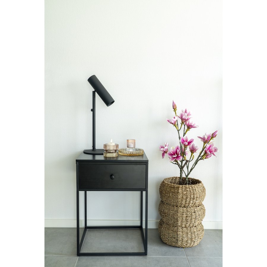 HOUSE NORDIC Vita nattbord, m. 1 skuff - svart MDF og sort stl (40x40)