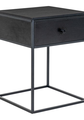 HOUSE NORDIC Vita nattbord, m. 1 skuff - svart MDF og sort stl (40x40)