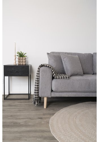 HOUSE NORDIC Vita nattbord, m. 1 skuff - svart MDF og sort stl (40x40)