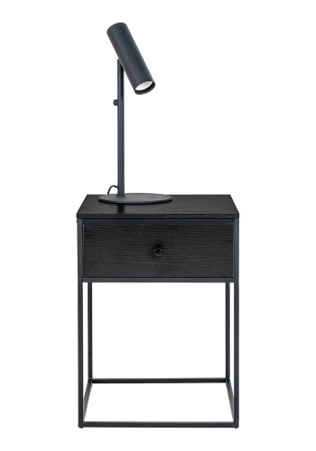 HOUSE NORDIC Vita nattbord, m. 1 skuff - svart MDF og sort stl (40x40)