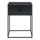 HOUSE NORDIC Vita nattbord, m. 1 skuff - svart MDF og sort stl (40x40)