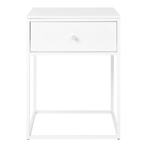 HOUSE NORDIC Vita hörnbord, med 1 lda, fyrkantigt - vit melaminfolie och vitt stl (40x40)