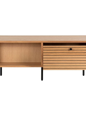 HOUSE NORDIC Sofabord, eikefiner, svarte metallben, 2 skuffer, 50x100x45 cm