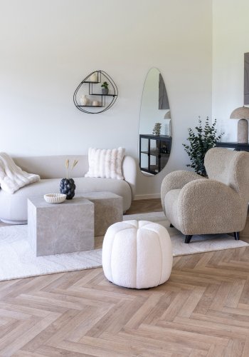 HOUSE NORDIC Praha salongbord, firkantet - beige dekorpapir med marmorutseende (sett med 2)