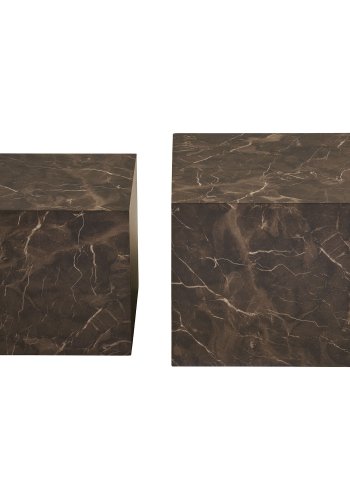 HOUSE NORDIC Prag soffbord, fyrkantigt - brunt dekorpapper med marmorlook (set om 2)