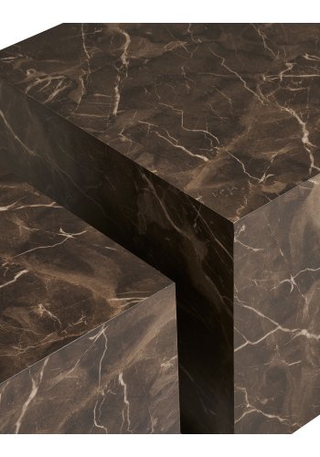 HOUSE NORDIC Prag soffbord, fyrkantigt - brunt dekorpapper med marmorlook (set om 2)