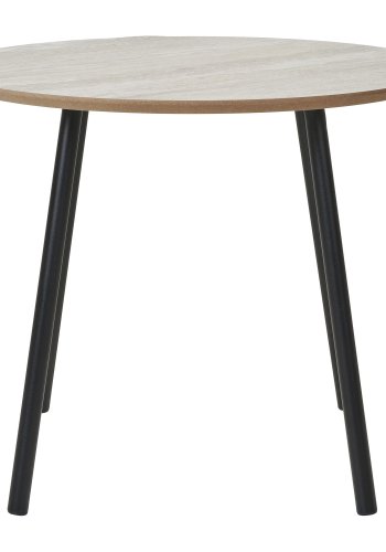 HOUSE NORDIC Aalst sofabord, rundt - beige MDF med travertin-look og svart stl (55)