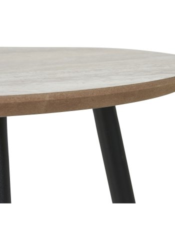 HOUSE NORDIC Aalst sofabord, rundt - beige MDF med travertin-look og svart stl (55)