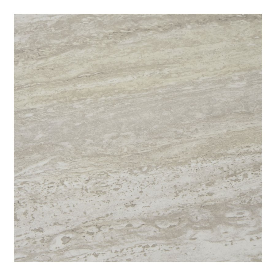 HOUSE NORDIC Aalst sofabord, rundt - beige MDF med travertin-look og svart stl (55)