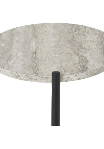 HOUSE NORDIC Leuven sidebord, med 1 hylle, rundt - beige MDF med travertin-look og svart stl (27)
