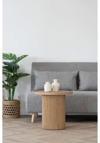 HOUSE NORDIC Boavista hjrnebord, rundt - naturlig dekorpapir og natur tre (48)