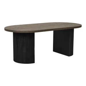 HOUSE NORDIC Boavista soffbord, ovalt - mrkbrunt dekorpapper och svart tr (60x120)