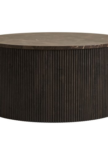 HOUSE NORDIC Rota soffbord, runt - m&ouml;rkbrunt dekorpapper med marmorlook (�80)