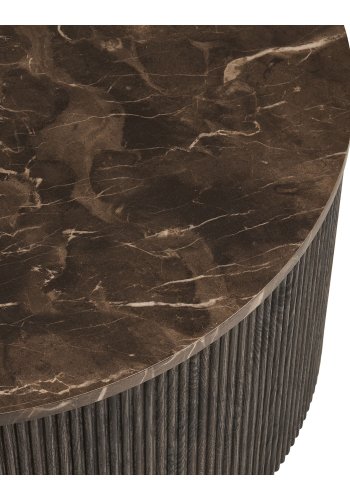 HOUSE NORDIC Rota soffbord, runt - m&ouml;rkbrunt dekorpapper med marmorlook (�80)