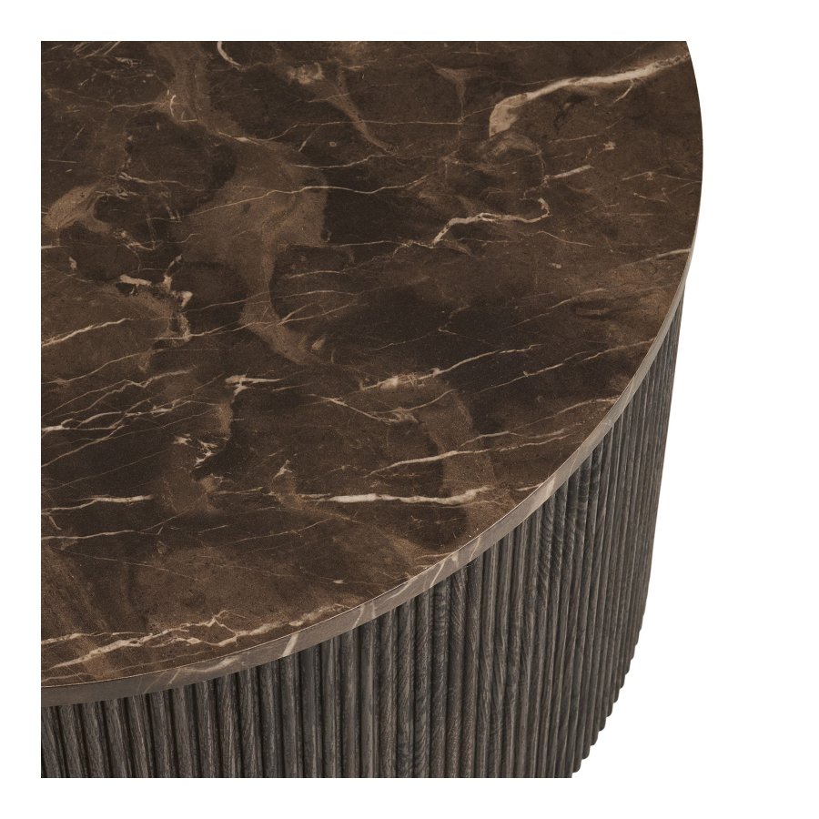 HOUSE NORDIC Rota soffbord, runt - m&ouml;rkbrunt dekorpapper med marmorlook (�80)