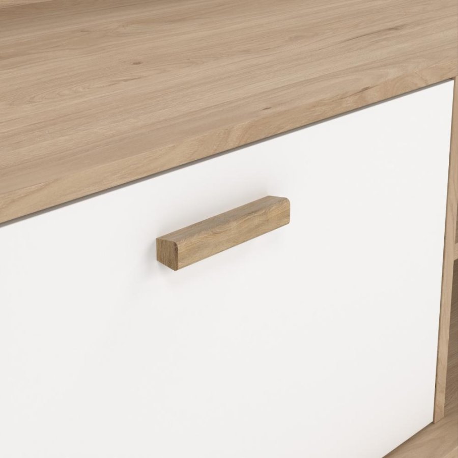 TVILUM Ikast TV-Schrank mit 1 Tür + 2 Schubladen, Jackson Hickory/Weiß, 181,9 x 51,2 x 61,6 cm