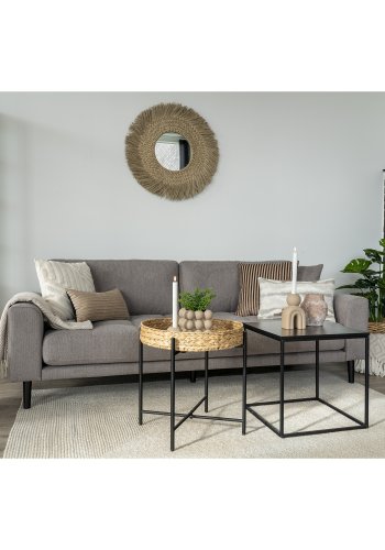 HOUSE NORDIC Naro hjrnebord, rundt - naturlig vannhyasint og svart metall (50)