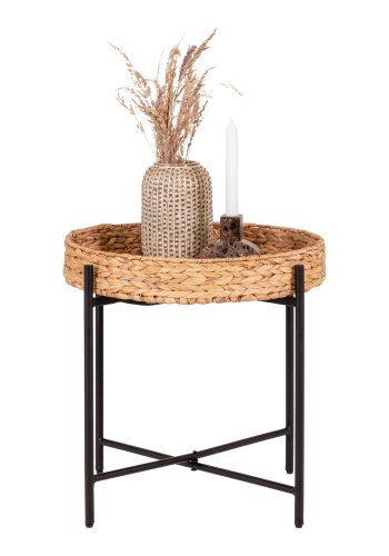 HOUSE NORDIC Naro hjrnebord, rundt - naturlig vannhyasint og svart metall (50)