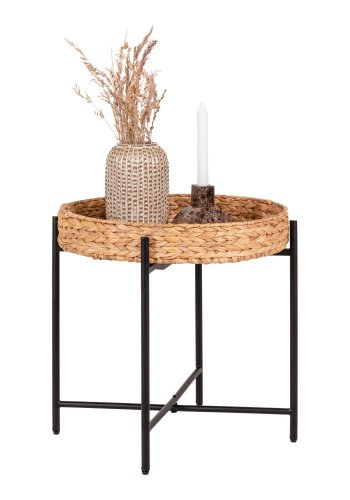 HOUSE NORDIC Naro hjrnebord, rundt - naturlig vannhyasint og svart metall (50)