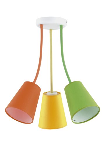 TK Trdfarve taklampe, m. 3 skjermer - flerfarget stoff og hvitt metall