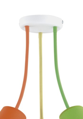 TK Trdfarve taklampe, m. 3 skjermer - flerfarget stoff og hvitt metall