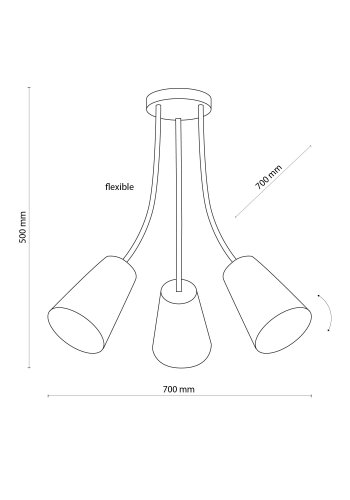 TK Trdfarve taklampe, m. 3 skjermer - flerfarget stoff og hvitt metall