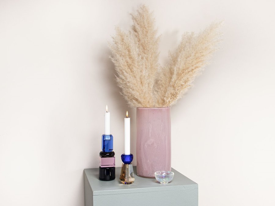 HOUSE OF SANDER Hyacinth lysestake - bl/smoky/rosa/mrkebltt glass (H:19)