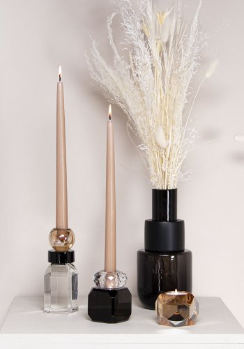 HOUSE OF SANDER Daisy lysestake - svart og klart glass