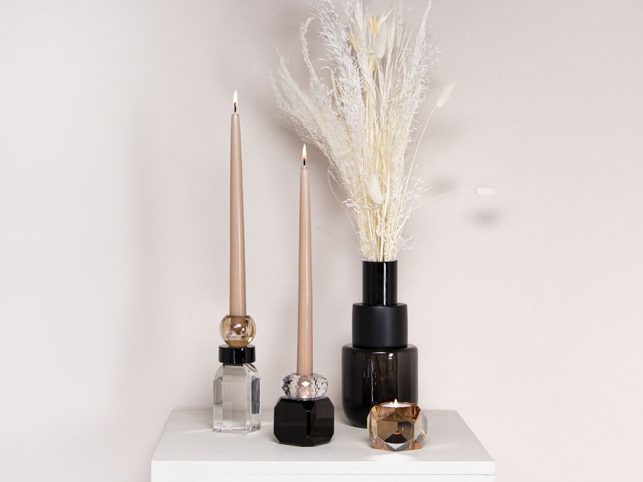 HOUSE OF SANDER Daisy lysestake - svart og klart glass