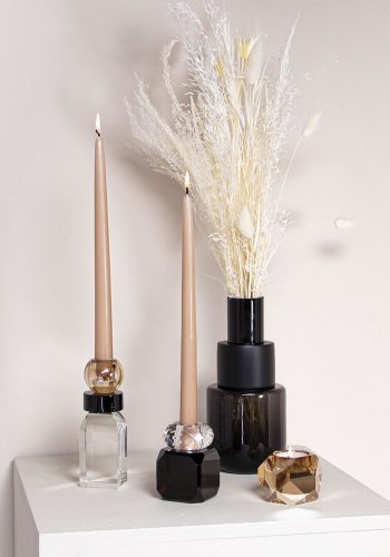 HOUSE OF SANDER Daisy lysestake - svart og klart glass