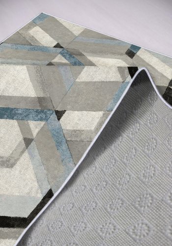 TEPPI W874 gulvtppe, rektangulr - gr polyester (120x180)