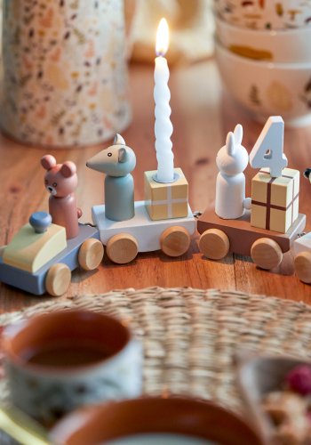 BLOOMINGVILLE MINI Junaid Geburtstagszug, Braun, MDF