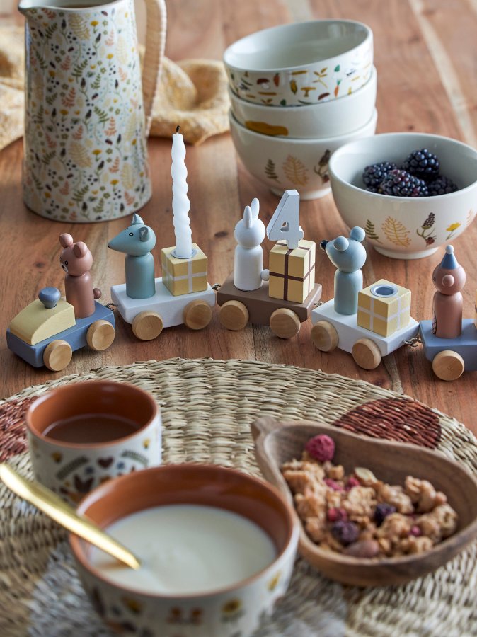 BLOOMINGVILLE MINI Junaid Geburtstagszug, Braun, MDF