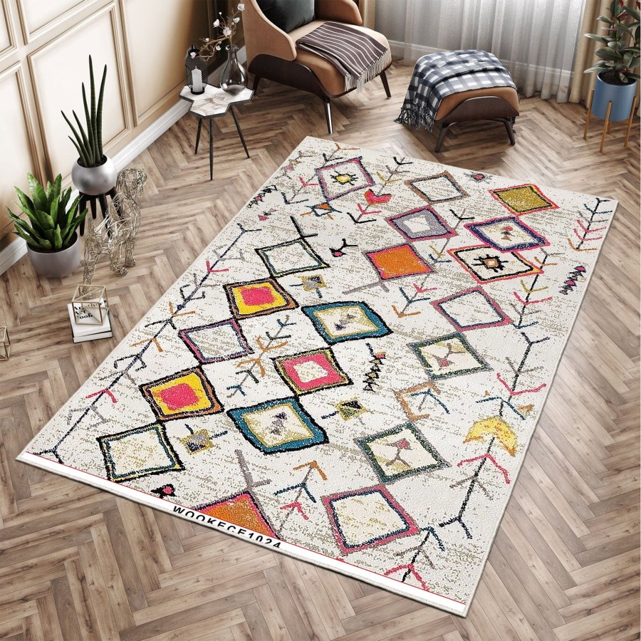 TEPPI W1024 gulvtppe, rektangulr - multifarvet polyester (60x100)