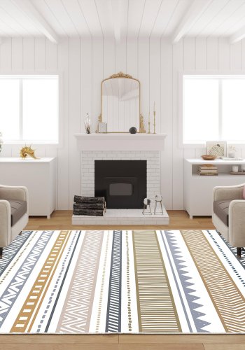 TEPPI W1079 Hall gulvtppe, rektangulr - multifarvet polyester (80x150)