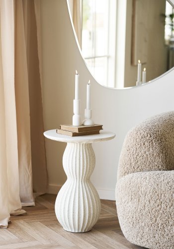 HOUSE NORDIC Newtown sidobord, runt - vit fiberlera (�40)