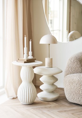 HOUSE NORDIC Newtown sidobord, runt - vit fiberlera (�40)